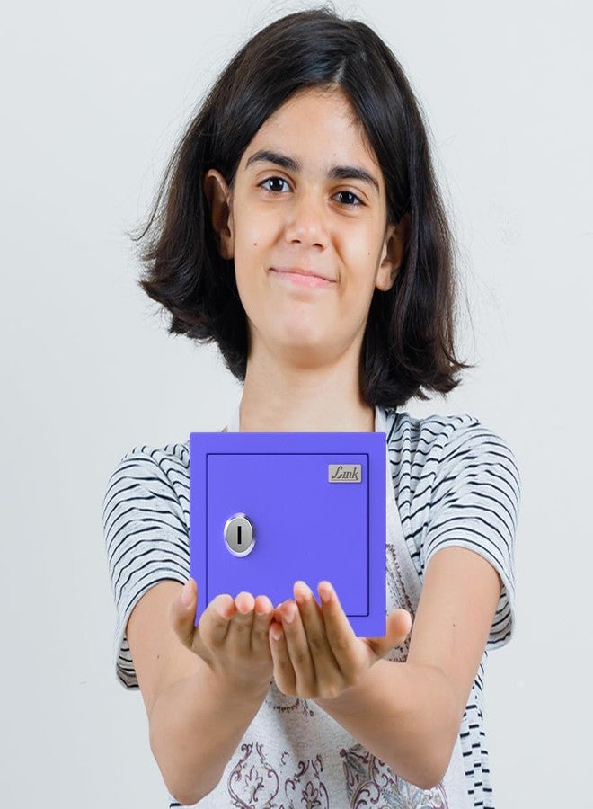 Link Smart 2 Litres Gullak Safe Locker for Home & Office| 3-Year Warranty| Mechanical Key, CRCA Material, Laser Cut Design| Vibrant Saaving Bank| Weight : 0.9 Kg| Ocean Blue - Image 5